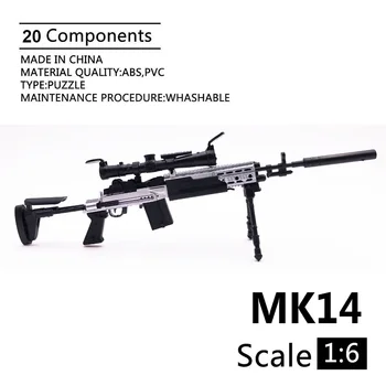 1:6 MK14 MODO mesterlövész puska fekete bevonatú műanyag szerelvény fegyver modell katonai kiegészítők 12