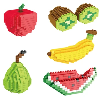 Mini MOC gyémánt építőelemek Gyümölcs sorozat Alma banán görögdinnye Összeszerelt játékok Kézműves dekorációk Gyermek fesztivál ajándékok