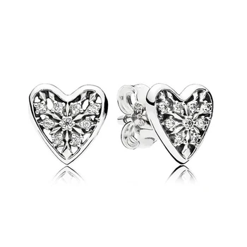 Authentic 925 Sterling Silver Hearts of Winter divat fülbevaló nőknek Ajándék DIY ékszerek