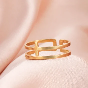 Skyrim 2024 Jézus keresztgyűrűk nőknek rozsdamentes acél arany színű nyitott ujjgyűrű keresztény új divat ékszer party ajándék