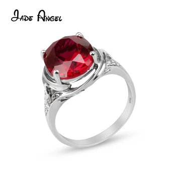 JADE ANGEL 4 Karmok 9mm*11mm Ovális Piros cirkon kő 925 Tiszta ezüst gyűrűk nőknek Elegáns finom ékszer kiegészítők esküvőre