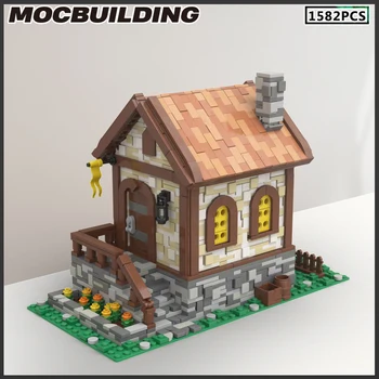 MOC építőelemek Középkori falusi ház építészet Modell DIY téglák Játékok összeszerelése Karácsonyi ajándékok Születésnapi ajándék