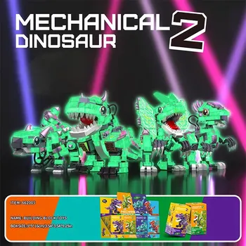 Világító dinoszaurusz építőelemek ragyognak a sötétben Jurassic dinoszaurusz mechanikus összeszerelés Tyrannosaurus Rex kockák gyerekeknek