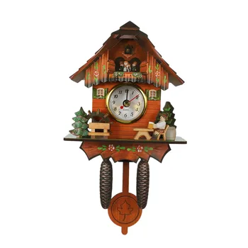 Antik fa falióra madár idő swing ébresztő óra otthoni művészeti dekoráció 006