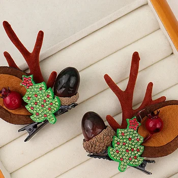 2Db/Set 2024 Karácsonyi jávorszarvas szarv agancs hajcsatok Hajtű lányoknak Rajzfilm rénszarvas szarvas fülszőr kiegészítők Fejfedők