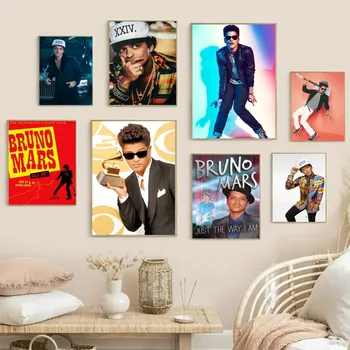 1db B-Bruno Mars Népszerű énekes poszter HD poszterek Otthoni szoba Bár Kávézó Dekor Művészet Falfestés Kép