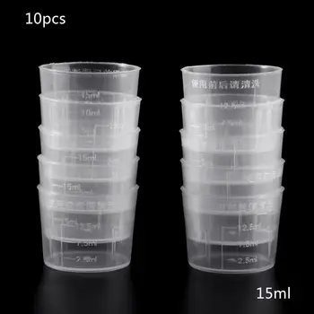 10db 15 ml-es átlátszó műanyag folyadékmérő poharak Beosztásos laboratóriumi teszthenger mérleggel gyantához szilikon penészszerszám