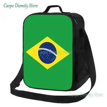 Egyéni Brazília zászló Uzsonnás táska Férfi női Hűvösebb Melegen szigetelt uzsonnás doboz gyerekeknek Iskolás gyerekek