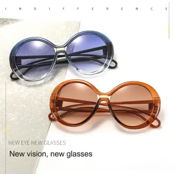 Divat napszemüveg Női túlméretezett kerek keret retro kontraszt színes ovális lencse trend férfi szemüveg UV400 hajtószemüveg