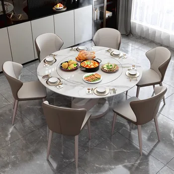 kerek Luxus étkezőasztal lábak fém Modern északi ipari márvány étkezőasztal 8 fő Szervező Mesa Comedor Otthoni bútorok