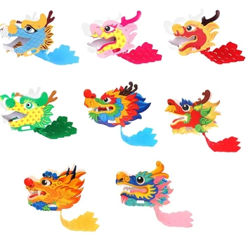 DIY sárkányfej maszk készletek Kínai papír sárkányfej maszk Újévi parti kellékek R7RF