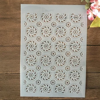 A4 29cm kerek szélmalom textúra DIY rétegező sablonok Falfestés Scrapbook színezés dombornyomás album dekoratív sablon