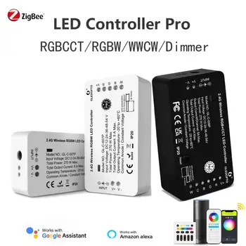 Zigbee 3.0 LED szalagvezérlő Pro RGBCCT / RGBW / WWCW / Dimmer vezérlő reset kulcs támogatással Alexa Voice RF távirányító