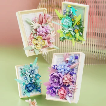 Kreatív képkeret Virág ünnepi ajándék építőelem Virág rózsa 3D képkeret asztali dekorációs játékok gyerekeknek Lányok ajándékok