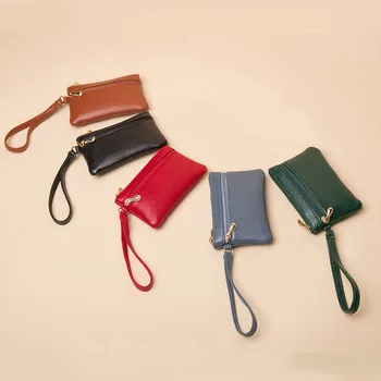 Divat dupla cipzáras érme pénztárca csukló pénztárca egyszínű kézitáska női hordozható telefon zseb hitelkártyatartó tároló táskák