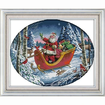 Számolt keresztöltés Mikulás karácsonyi dekorációs minták Rajzfilm keresztöltés 14CT keresztszemes készlet Kézzel készített hímzés