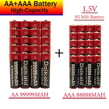 AA+AAA akkumulátor Új márka 1.5VAA Nagy kapacitású 99999mAh+1.5VAA88888mAh alkáli 1.5Vclock játékkamera akkumulátor újratölthető akkumulátor