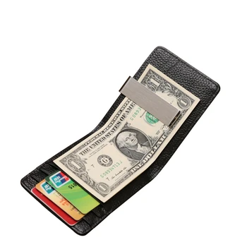 rozsdamentes acél kapocs férfi pénztárca első rétegű marhabőr pénzcsipesz többkártyás dollár slot tartó Luxus karcsú férfi pénztárca 2023