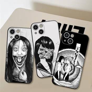  FOR IPhone 14 Horror Comic Junji Ito Tomie Tees Phone Case FOR IPhone 14 13 11 12 Pro 8 7 Plus X Pro MAX XR XS MINI Fekete borítók