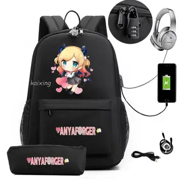 2Db/set Anime Spy X Családi hátizsák Női Férfi Computer School Bag 15,6 hüvelykes laptop táska háttérvilágítás lopásgátló Utazás Mochila