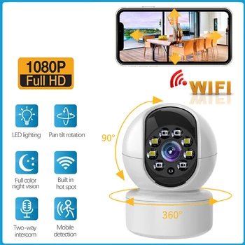 Új HD panoráma Wifi kamera 1080p Távoli bevételszerzés Éjjellátó mozgásérzékelés biztonsági megfigyelés IP Intelligens otthoni baba kamera