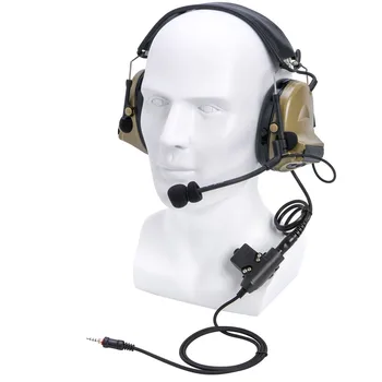 U94 PTT+Brown taktikai headset és zajcsökkentő hallásvédő lövöldözős fejhallgató YAESU VERTEV VX-6R VX-7R FT-270R