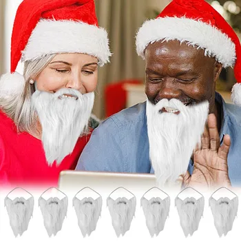 Mikulás fehér szakáll poliészter mesterséges hamis szakáll ünnepi parti karácsonyi dekoráció Mikulás cosplay jelmez kellékek