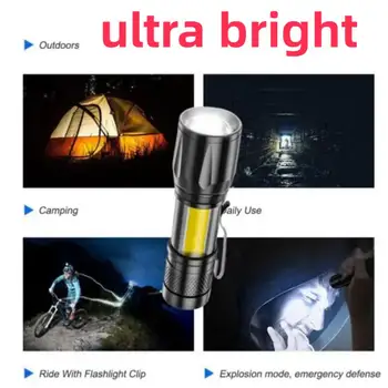 Mini újratölthető LED zseblámpa Mini zoom zseblámpa Kültéri kemping erős lámpa lámpás vízálló taktikai LED fény hordozható