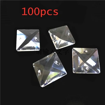 14mm-30mm kristály négyzet alakú gyöngyök 2 lyukban 100db lakberendezési kiegészítőkhöz Kristályfüggöny gyöngyök, kristálycsillár gyöngy