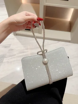 2023 Új csillogó bankett táska gyöngy dekoratív lánc kézitáska ruha party táskával párosítva