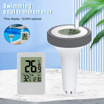 Úszó digitális medence hőmérő vezeték nélküli kültéri medence hőmérő úszómedence fürdő víz gyógyfürdők akváriumok távoli időóra