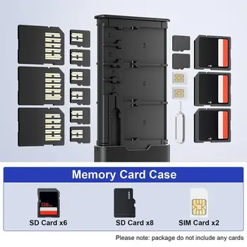 21 az 1-ben hordozható alumínium SIM-kártya PIN-kód Memóriakártya tároló doboz Telefon memória SIM-kártyák Tűtűtű memória hordozható és könnyű