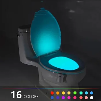 8/16 Színek megváltoztatása LED WC-ülőke éjszakai fény indukciós lámpa intelligens mozgásérzékelő WC lámpa háttérvilágítás Luminaria WC-k dekoráció