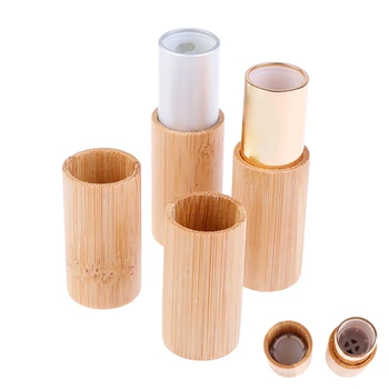 DIY rúzs üres ajakcső 4g természetes bambusz kozmetikai konténer utazópalack