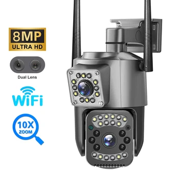Wifi 4G IP kamera 4MP 2K PTZ kettős lencsés 10X zoom kültéri biztonsági kamera vezeték nélküli éjjellátó videó megfigyelő CCTV kamerák