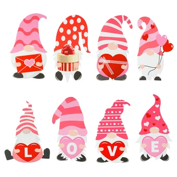 8Pcs Valentin-napi udvari jel Vízálló törpék Szív gyep jel Szerelem terasz dekoráció tétekkel Aranyos parti Kültéri törpék