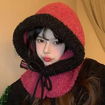koreai kétszínű toldó plüss Balaclava kalap női téli húzózsinór meleg szélálló fülvédő nyakvédő sapka sapkák