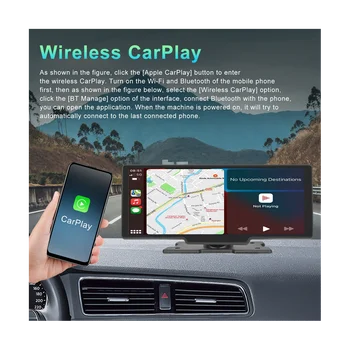 10,26 hüvelykes vezeték nélküli Carplay és Android Auto autórádió hangvezérléssel FM adó Bluetooth Mirrorlink multimédia