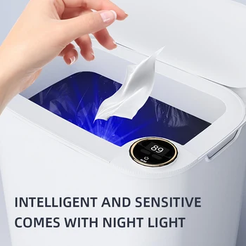 17L automatikus érzékelő szemetes újratölthető antibakteriális Blu-ray intelligens szemetes konyha fürdőszoba intelligens szemetes