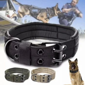 Állítható kutyanyakörv klasszikus fényvisszaverő kiképzés Katonai kutya nyakörv nylon nagy teherbírású taktikai kutya nyakörv Németjuhász