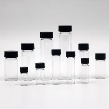  laboratórium 2 ml-től 60 ml-ig tiszta, alacsony boroszilikát gyógyászati üveg csavaros tetejű reagens mintapalack kémiai kísérletekhez