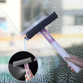 3 az 1-ben ablaktisztító kefe üvegtörlő fürdőszobai tükörablakhoz spray-vel Kétoldalas ablaktisztító gumibetétes ablaktörlő