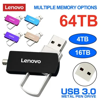 Lenovo 64TB USB flash meghajtó 2TB 4TB fém nagysebességű tollmeghajtó hordozható vízálló USB-meghajtó 16TB USB memóriák laptop PC-hez