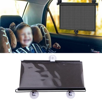 2x Jármű visszahúzható autó oldalsó szárny Baba napernyő pajzs fedél Roll függöny napellenző PVC fekete 40x45cm átlátszó napellenzők