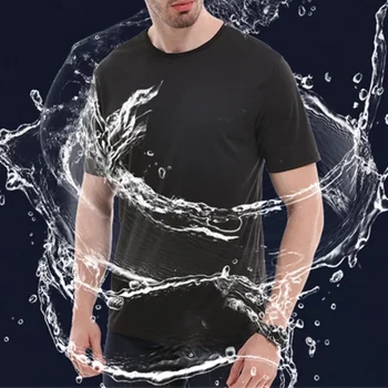 B614 Kreatív hidrofób szennyeződésmentes vízálló egyszínű férfi póló puha rövid ujjú gyors száraz felső légáteresztő viselet