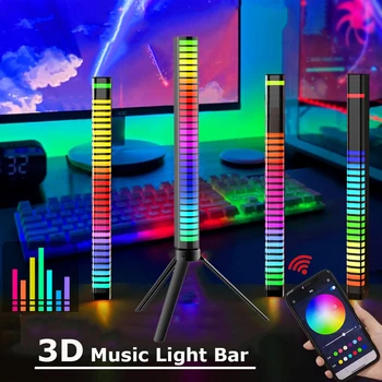 FTOYIN 3D RGB hang Zenei szintek Fény 32Leds App Control ritmusvilágítás Sound Bar LED hangszedő fény zenéhez RGB sávfény