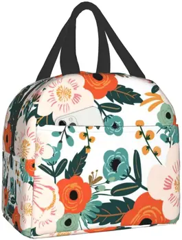 Uzsonnás táska Színes virágszigetelt uzsonnás doboz Fagyasztható hűtő Termál vízálló Uzsonnás táska utazáshoz, munkához, túrázáshoz, piknikhez
