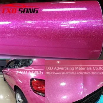 Fashion Car Styling High Glossy Diamond Pearl Glitter Pink Glossy Glitter Pearl Car vinyl matrica méret: 12/30/50/60x100CM