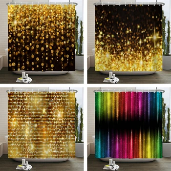 Golden Dream Nyomtató zuhanyfüggöny fürdőszobához Vízálló függöny horgokkal Kreatív személyiség Ünnepi dekoratív függönyök