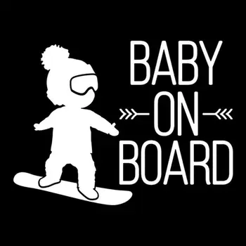 Autó figyelmeztető matrica Baba a fedélzeten Vicces autó matrica BOY On Snowboard vízálló és fényvédő Decayl Autó stílus kiegészítők